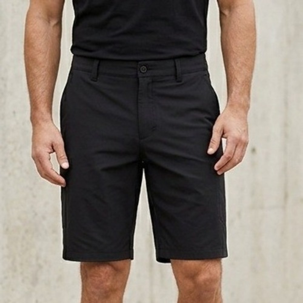 DKNY Mens 32 Black Utility Cargo Athletic Tech Shorts Stretch Hiking Comfort